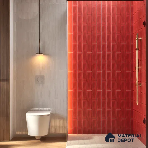 Subway Wall Tile TL 04826 AH Encanto Chilli Red 12 x 3 inch Ceramic Matte Finish - 6.5 mm | Suitable for Highlighter Walls, Foyer, Bathroom, Kitchen Wall & Backsplashes