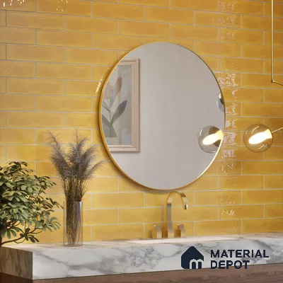 Subway Wall Tile TL 04826 AI Encanto Buttery Yellow 12 x 3 inch Ceramic Glossy Finish - 6.5 mm | Suitable for Highlighter Walls, Foyer, Bathroom, Kitchen Wall & Backsplashes