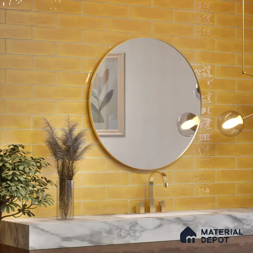 Subway Wall Tile TL 04826 AI Encanto Buttery Yellow 12 x 3 inch Ceramic Glossy Finish - 6.5 mm | Suitable for Highlighter Walls, Foyer, Bathroom, Kitchen Wall & Backsplashes