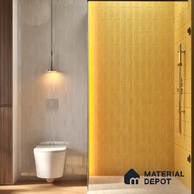 Subway Wall Tile TL 04826 AJ Encanto Buttery Yellow 12 x 3 inch Ceramic Matte Finish - 6.5 mm | Suitable for Highlighter Walls, Foyer, Bathroom, Kitchen Wall & Backsplashes (Sample)