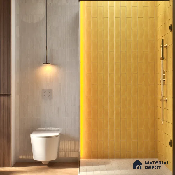 Subway Wall Tile TL 04826 AJ Encanto Buttery Yellow 12 x 3 inch Ceramic Matte Finish - 6.5 mm | Suitable for Highlighter Walls, Foyer, Bathroom, Kitchen Wall & Backsplashes (Sample)