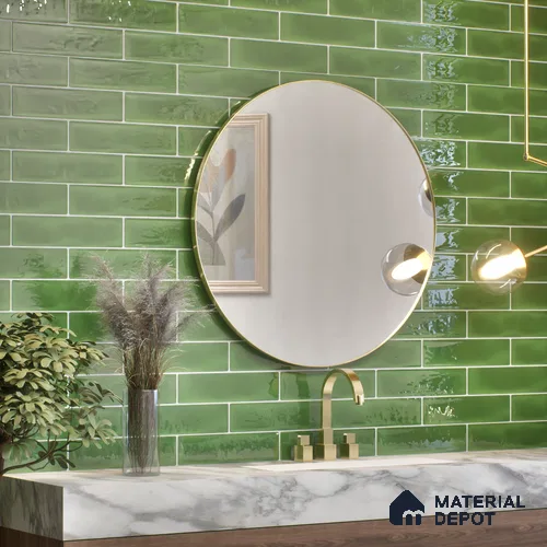 Subway Wall Tile TL 04826 AK Encanto Shade 3 Deep Sea Green 12 x 3 inch Ceramic Glossy Finish - 6.5 mm | Suitable for Highlighter Walls, Foyer, Bathroom, Kitchen Wall & Backsplashes