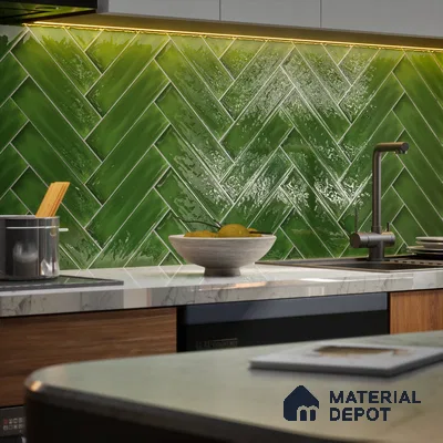 Subway Wall Tile TL 04826 AK Encanto Shade 3 Deep Sea Green 12 x 3 inch Ceramic Glossy Finish - 6.5 mm | Suitable for Highlighter Walls, Foyer, Bathroom, Kitchen Wall & Backsplashes (Sample)