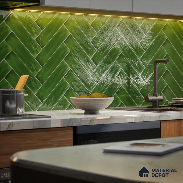 Subway Wall Tile TL 04826 AK Encanto Shade 3 Deep Sea Green 12 x 3 inch Ceramic Glossy Finish - 6.5 mm | Suitable for Highlighter Walls, Foyer, Bathroom, Kitchen Wall & Backsplashes (Sample)