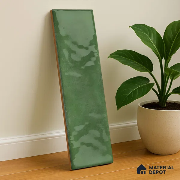 Subway Wall Tile TL 04826 AK Encanto Shade 3 Deep Sea Green 12 x 3 inch Ceramic Glossy Finish - 6.5 mm | Suitable for Highlighter Walls, Foyer, Bathroom, Kitchen Wall & Backsplashes (Sample)
