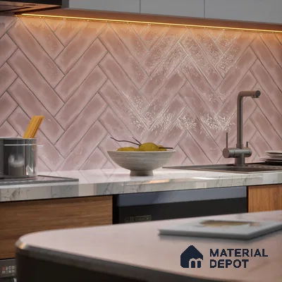 Subway Wall Tile TL 04826 AL Encanto Shade 2 Nexa Pink 12 x 3 inch Ceramic Glossy Finish - 6.5 mm | Suitable for Highlighter Walls, Foyer, Bathroom, Kitchen Wall & Backsplashes (Sample)