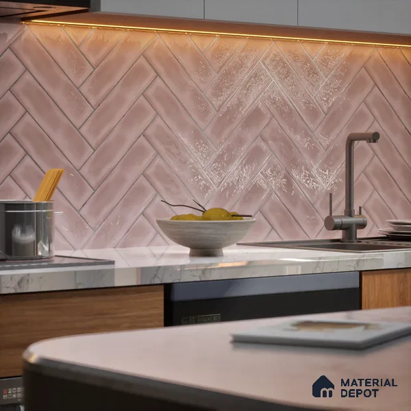 Subway Wall Tile TL 04826 AL Encanto Shade 2 Nexa Pink 12 x 3 inch Ceramic Glossy Finish - 6.5 mm | Suitable for Highlighter Walls, Foyer, Bathroom, Kitchen Wall & Backsplashes (Sample)