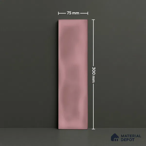 Subway Wall Tile TL 04826 AL Encanto Shade 2 Nexa Pink 12 x 3 inch Ceramic Glossy Finish - 6.5 mm | Suitable for Highlighter Walls, Foyer, Bathroom, Kitchen Wall & Backsplashes (Sample)