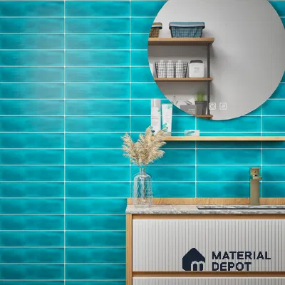 Subway Wall Tile TL 04826 AM Encanto Shade 4 Polsihed Blue 12 x 3 inch Ceramic Matte Finish - 6.5 mm | Suitable for Highlighter Walls, Foyer, Bathroom, Kitchen Wall & Backsplashes (Sample)