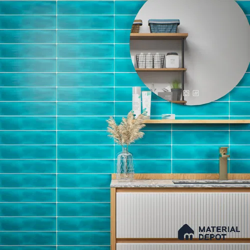 Subway Wall Tile TL 04826 AM Encanto Shade 4 Polsihed Blue 12 x 3 inch Ceramic Matte Finish - 6.5 mm | Suitable for Highlighter Walls, Foyer, Bathroom, Kitchen Wall & Backsplashes