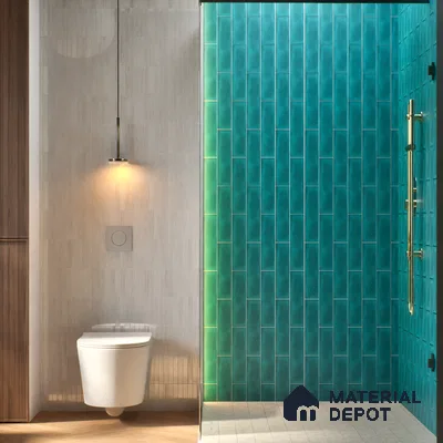 Subway Wall Tile TL 04826 AM Encanto Shade 4 Polsihed Blue 12 x 3 inch Ceramic Matte Finish - 6.5 mm | Suitable for Highlighter Walls, Foyer, Bathroom, Kitchen Wall & Backsplashes (Sample)