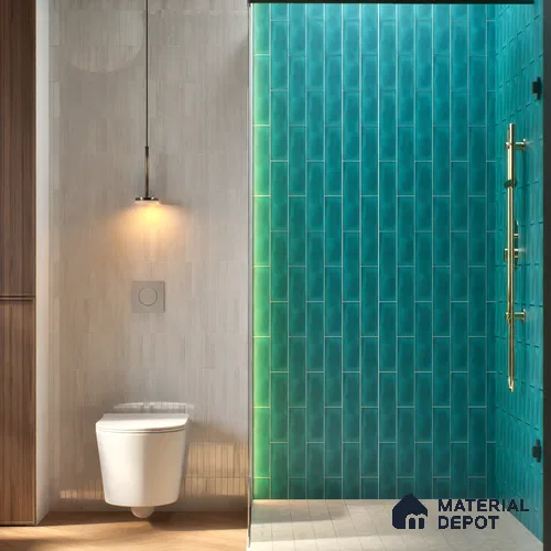 Subway Wall Tile TL 04826 AM Encanto Shade 4 Polsihed Blue 12 x 3 inch Ceramic Matte Finish - 6.5 mm | Suitable for Highlighter Walls, Foyer, Bathroom, Kitchen Wall & Backsplashes