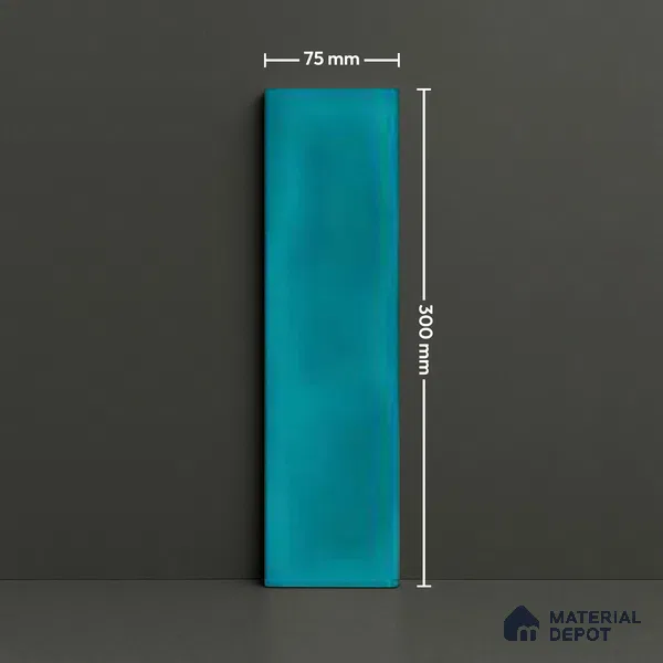Subway Wall Tile TL 04826 AM Encanto Shade 4 Polsihed Blue 12 x 3 inch Ceramic Matte Finish - 6.5 mm | Suitable for Highlighter Walls, Foyer, Bathroom, Kitchen Wall & Backsplashes (Sample)