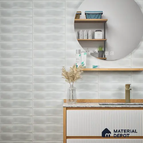 Subway Wall Tile TL 04826 AN Encanto Oxford Rose White 12 x 3 inch Ceramic Matte Finish - 6.5 mm | Suitable for Highlighter Walls, Foyer, Bathroom, Kitchen Wall & Backsplashes