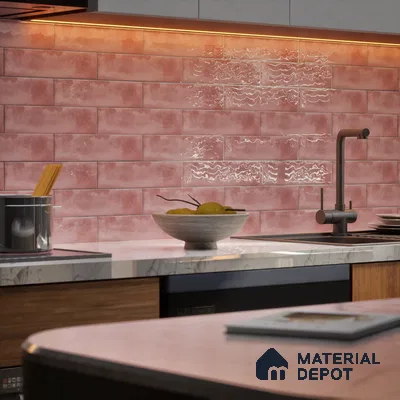 Subway Wall Tile TL 04826 C Encanto Shade 1 Nexa Rose Pink 12 x 3 inch Ceramic Glossy Finish - 6.5 mm | Suitable for Highlighter Walls, Foyer, Bathroom, Kitchen Wall & Backsplashes
