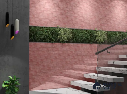 Subway Wall Tile TL 04826 C Encanto Shade 1 Nexa Rose Pink 12 x 3 inch Ceramic Glossy Finish - 6.5 mm | Suitable for Highlighter Walls, Foyer, Bathroom, Kitchen Wall & Backsplashes