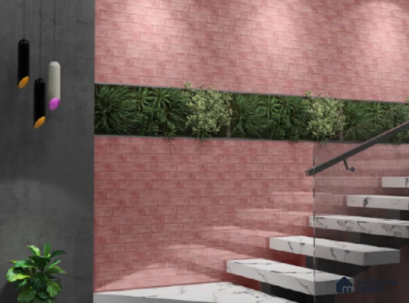 Subway Wall Tile TL 04826 C Encanto Shade 1 Nexa Rose Pink 12 x 3 inch Ceramic Glossy Finish - 6.5 mm | Suitable for Highlighter Walls, Foyer, Bathroom, Kitchen Wall & Backsplashes