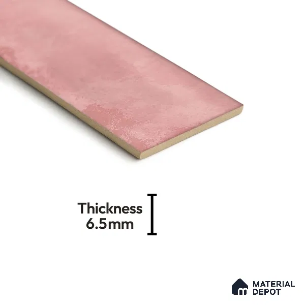 Subway Wall Tile TL 04826 C Encanto Shade 1 Nexa Rose Pink 12 x 3 inch Ceramic Glossy Finish - 6.5 mm | Suitable for Highlighter Walls, Foyer, Bathroom, Kitchen Wall & Backsplashes