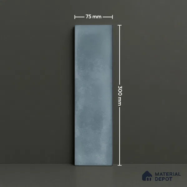 Subway Wall Tile TL 04826 D Encanto Shade 1 Cool Gris Blue 12 x 3 inch Ceramic Glossy Finish - 6.5 mm | Suitable for Highlighter Walls, Foyer, Bathroom, Kitchen Wall & Backsplashes (Sample)