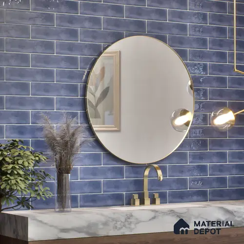 Subway Wall Tile TL 04826 E Encanto Shade 2 Bimini Blue 12 x 3 inch Ceramic Glossy Finish - 6.5 mm | Suitable for Highlighter Walls, Foyer, Bathroom, Kitchen Wall & Backsplashes