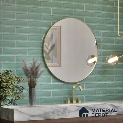 Subway Wall Tile TL 04826 G Encanto Vintage County Green 12 x 3 inch Ceramic Glossy Finish - 6.5 mm | Suitable for Highlighter Walls, Foyer, Bathroom, Kitchen Wall & Backsplashes (Sample)