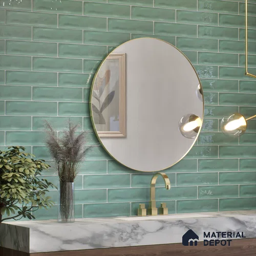 Subway Wall Tile TL 04826 G Encanto Vintage County Green 12 x 3 inch Ceramic Glossy Finish - 6.5 mm | Suitable for Highlighter Walls, Foyer, Bathroom, Kitchen Wall & Backsplashes