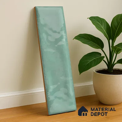 Subway Wall Tile TL 04826 G Encanto Vintage County Green 12 x 3 inch Ceramic Glossy Finish - 6.5 mm | Suitable for Highlighter Walls, Foyer, Bathroom, Kitchen Wall & Backsplashes (Sample)
