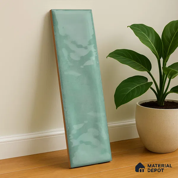 Subway Wall Tile TL 04826 G Encanto Vintage County Green 12 x 3 inch Ceramic Glossy Finish - 6.5 mm | Suitable for Highlighter Walls, Foyer, Bathroom, Kitchen Wall & Backsplashes (Sample)