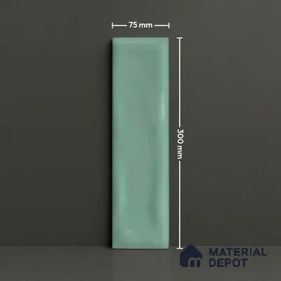 Subway Wall Tile TL 04826 G Encanto Vintage County Green 12 x 3 inch Ceramic Glossy Finish - 6.5 mm | Suitable for Highlighter Walls, Foyer, Bathroom, Kitchen Wall & Backsplashes (Sample)