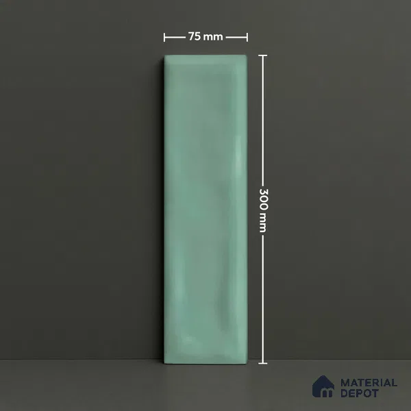 Subway Wall Tile TL 04826 G Encanto Vintage County Green 12 x 3 inch Ceramic Glossy Finish - 6.5 mm | Suitable for Highlighter Walls, Foyer, Bathroom, Kitchen Wall & Backsplashes (Sample)