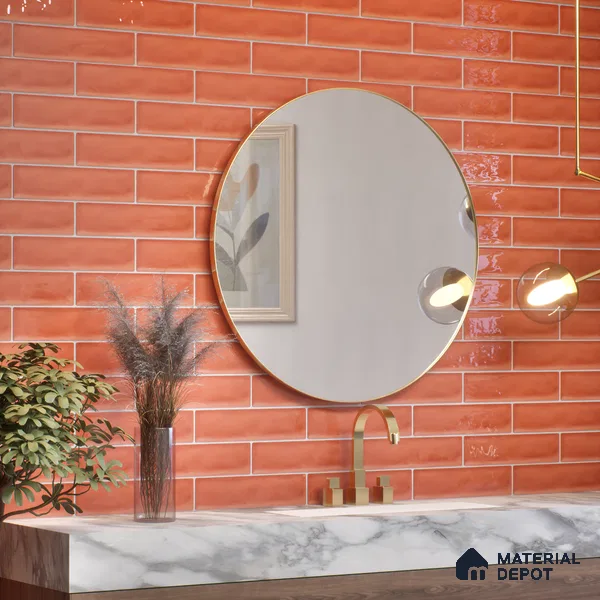 Subway Wall Tile TL 04826 H Encanto Spiced Umber 12 x 3 inch Ceramic Glossy Finish - 6.5 mm | Suitable for Highlighter Walls, Foyer, Bathroom, Kitchen Wall & Backsplashes