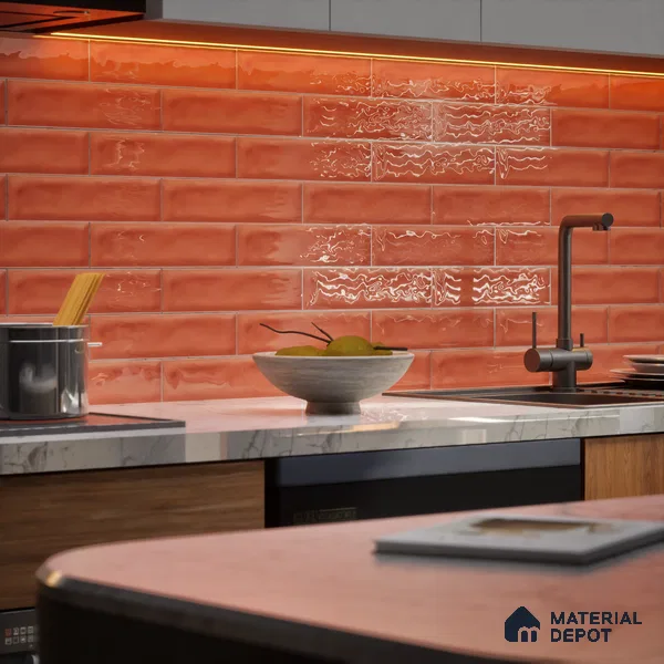 Subway Wall Tile TL 04826 H Encanto Spiced Umber 12 x 3 inch Ceramic Glossy Finish - 6.5 mm | Suitable for Highlighter Walls, Foyer, Bathroom, Kitchen Wall & Backsplashes