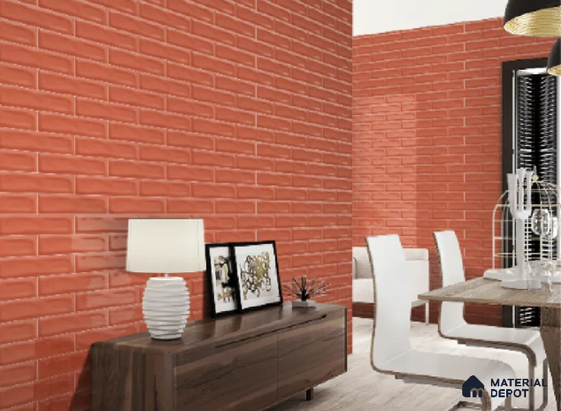 Subway Wall Tile TL 04826 H Encanto Spiced Umber 12 x 3 inch Ceramic Glossy Finish - 6.5 mm | Suitable for Highlighter Walls, Foyer, Bathroom, Kitchen Wall & Backsplashes