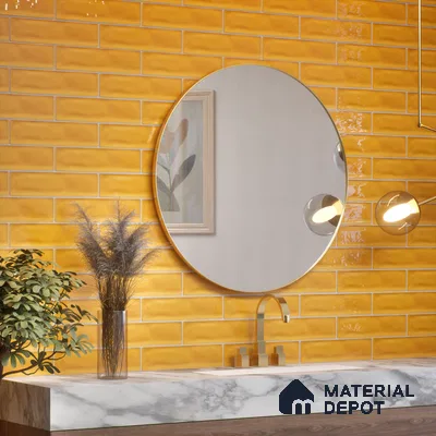 Subway Wall Tile TL 04826 I Encanto Mustard Yellow 12 x 3 inch Ceramic Glossy Finish - 6.5 mm | Suitable for Highlighter Walls, Foyer, Bathroom, Kitchen Wall & Backsplashes (Sample)