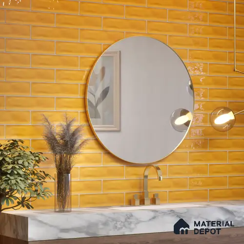 Subway Wall Tile TL 04826 I Encanto Mustard Yellow 12 x 3 inch Ceramic Glossy Finish - 6.5 mm | Suitable for Highlighter Walls, Foyer, Bathroom, Kitchen Wall & Backsplashes