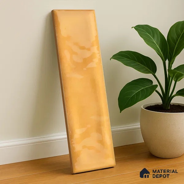 Subway Wall Tile TL 04826 I Encanto Mustard Yellow 12 x 3 inch Ceramic Glossy Finish - 6.5 mm | Suitable for Highlighter Walls, Foyer, Bathroom, Kitchen Wall & Backsplashes (Sample)