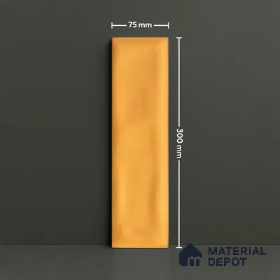 Subway Wall Tile TL 04826 I Encanto Mustard Yellow 12 x 3 inch Ceramic Glossy Finish - 6.5 mm | Suitable for Highlighter Walls, Foyer, Bathroom, Kitchen Wall & Backsplashes (Sample)