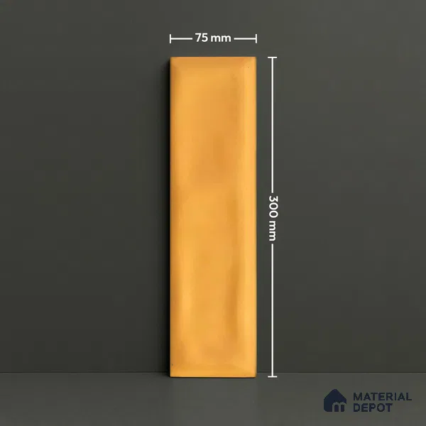 Subway Wall Tile TL 04826 I Encanto Mustard Yellow 12 x 3 inch Ceramic Glossy Finish - 6.5 mm | Suitable for Highlighter Walls, Foyer, Bathroom, Kitchen Wall & Backsplashes (Sample)