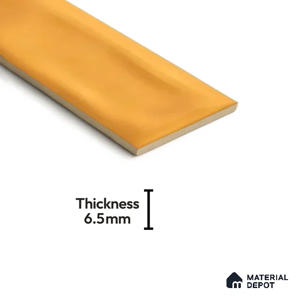 Subway Wall Tile TL 04826 I Encanto Mustard Yellow 12 x 3 inch Ceramic Glossy Finish - 6.5 mm | Suitable for Highlighter Walls, Foyer, Bathroom, Kitchen Wall & Backsplashes (Sample)