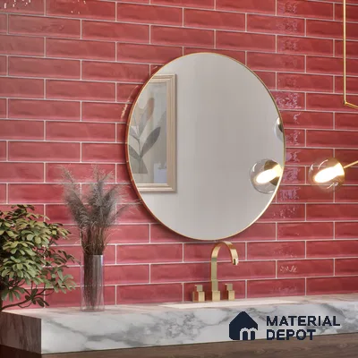 Subway Wall Tile TL 04826 J Encanto Burgundy Brown 12 x 3 inch Ceramic Glossy Finish - 6.5 mm | Suitable for Highlighter Walls, Foyer, Bathroom, Kitchen Wall & Backsplashes (Sample)