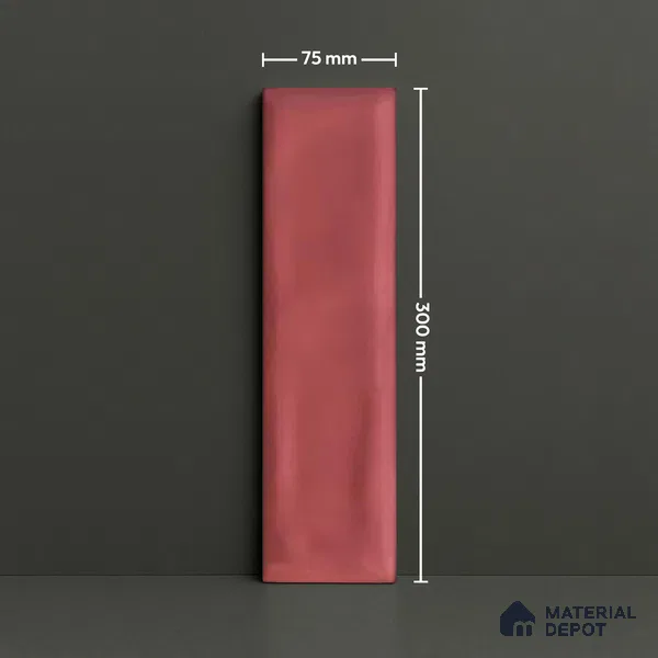Subway Wall Tile TL 04826 J Encanto Burgundy Brown 12 x 3 inch Ceramic Glossy Finish - 6.5 mm | Suitable for Highlighter Walls, Foyer, Bathroom, Kitchen Wall & Backsplashes (Sample)