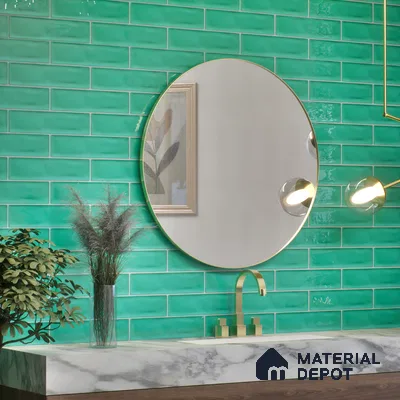 Subway Wall Tile TL 04826 K Encanto Shade 3 Turquoise Greenery 12 x 3 inch Ceramic Glossy Finish - 6.5 mm | Suitable for Highlighter Walls, Foyer, Bathroom, Kitchen Wall & Backsplashes (Sample)