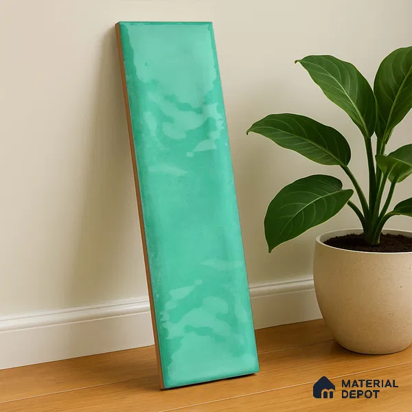 Subway Wall Tile TL 04826 K Encanto Shade 3 Turquoise Greenery 12 x 3 inch Ceramic Glossy Finish - 6.5 mm | Suitable for Highlighter Walls, Foyer, Bathroom, Kitchen Wall & Backsplashes (Sample)