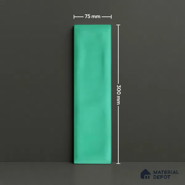 Subway Wall Tile TL 04826 K Encanto Shade 3 Turquoise Greenery 12 x 3 inch Ceramic Glossy Finish - 6.5 mm | Suitable for Highlighter Walls, Foyer, Bathroom, Kitchen Wall & Backsplashes (Sample)