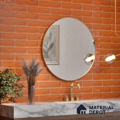 Subway Wall Tile TL 04826 L Encanto Shade 1 Emery Orange 12 x 3 inch Ceramic Glossy Finish - 6.5 mm | Suitable for Highlighter Walls, Foyer, Bathroom, Kitchen Wall & Backsplashes (Sample)