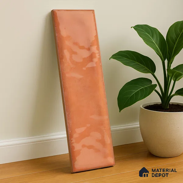 Subway Wall Tile TL 04826 L Encanto Shade 1 Emery Orange 12 x 3 inch Ceramic Glossy Finish - 6.5 mm | Suitable for Highlighter Walls, Foyer, Bathroom, Kitchen Wall & Backsplashes (Sample)