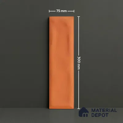 Subway Wall Tile TL 04826 L Encanto Shade 1 Emery Orange 12 x 3 inch Ceramic Glossy Finish - 6.5 mm | Suitable for Highlighter Walls, Foyer, Bathroom, Kitchen Wall & Backsplashes (Sample)