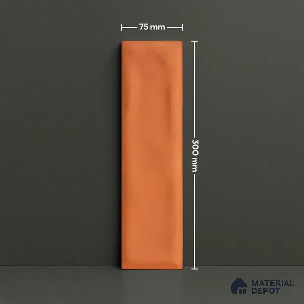 Subway Wall Tile TL 04826 L Encanto Shade 1 Emery Orange 12 x 3 inch Ceramic Glossy Finish - 6.5 mm | Suitable for Highlighter Walls, Foyer, Bathroom, Kitchen Wall & Backsplashes (Sample)
