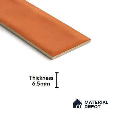 Subway Wall Tile TL 04826 L Encanto Shade 1 Emery Orange 12 x 3 inch Ceramic Glossy Finish - 6.5 mm | Suitable for Highlighter Walls, Foyer, Bathroom, Kitchen Wall & Backsplashes (Sample)