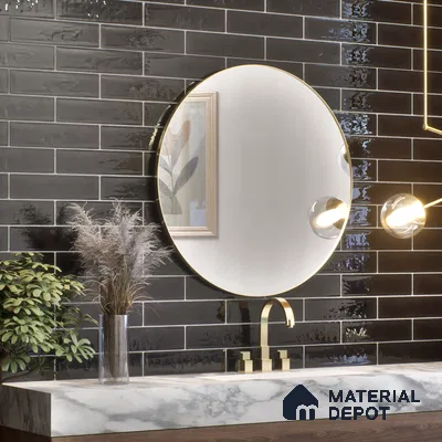 Subway Wall Tile TL 04826 M Encanto Inky Depths 12 x 3 inch Ceramic Glossy Finish - 6.5 mm | Suitable for Highlighter Walls, Foyer, Bathroom, Kitchen Wall & Backsplashes (Sample)